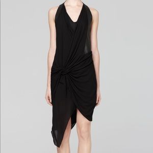 Helmut Lang Silk Leather Drape Dress